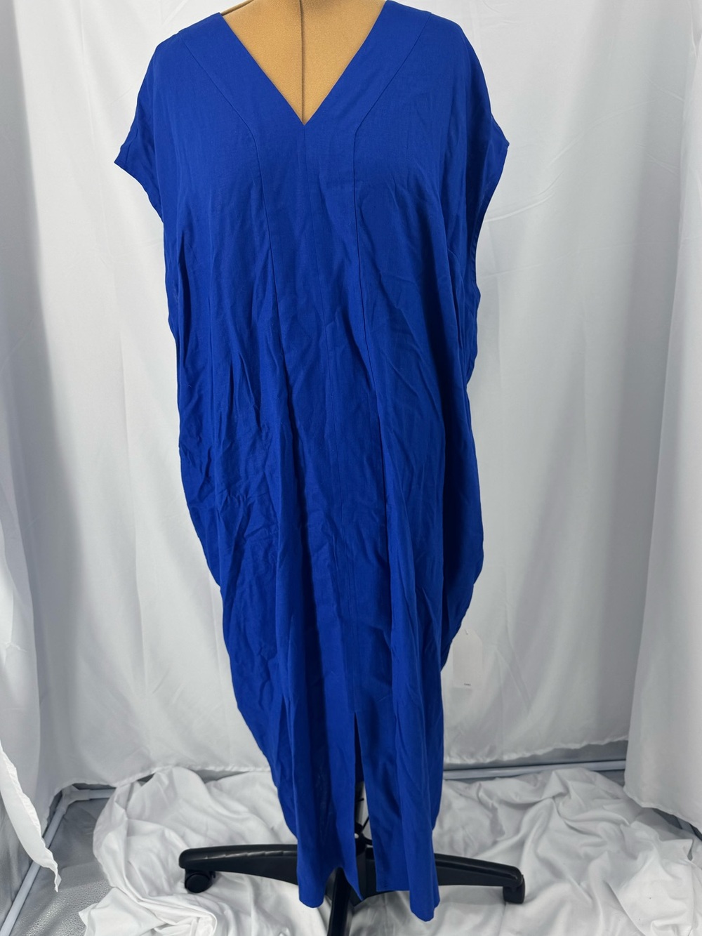 Universal Standard Cobalt V-Neck Linen Blend Maxi Dress